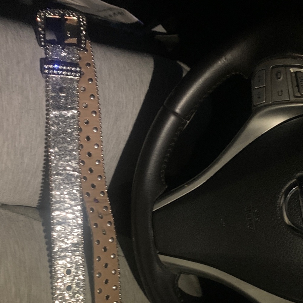 Silver and Brown Studded Belt